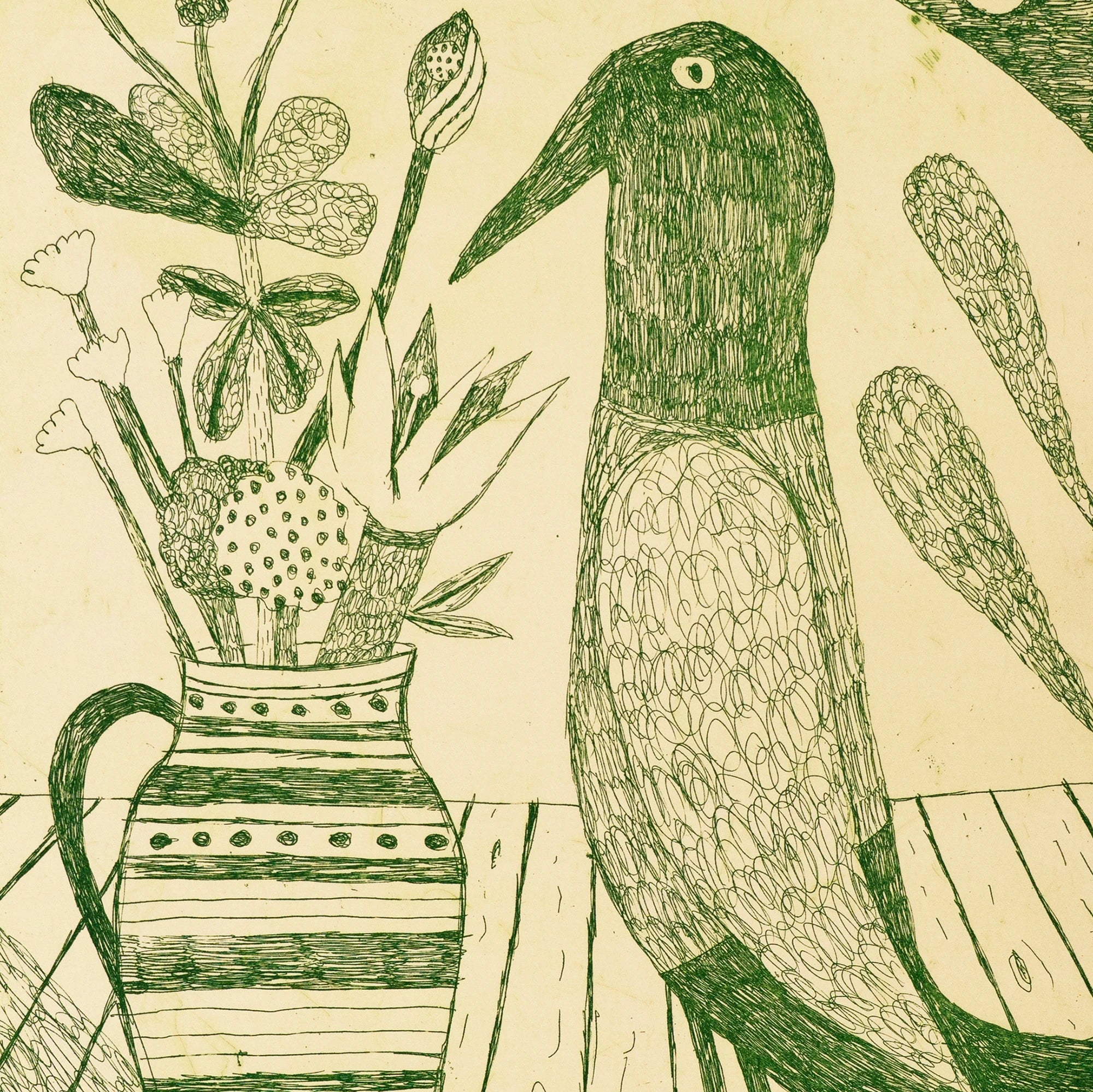 Peter Larsen - Untitled (Bird with Flowers)